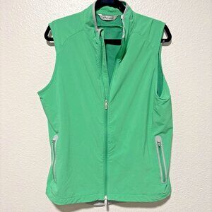 Peter Millar Green Sleeveless Vest Women's Medium Summer Golf Top Full Front Zip